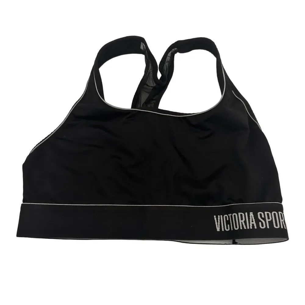 Victoria’s Secret Black & White Racerback Mesh Back Sports Bra